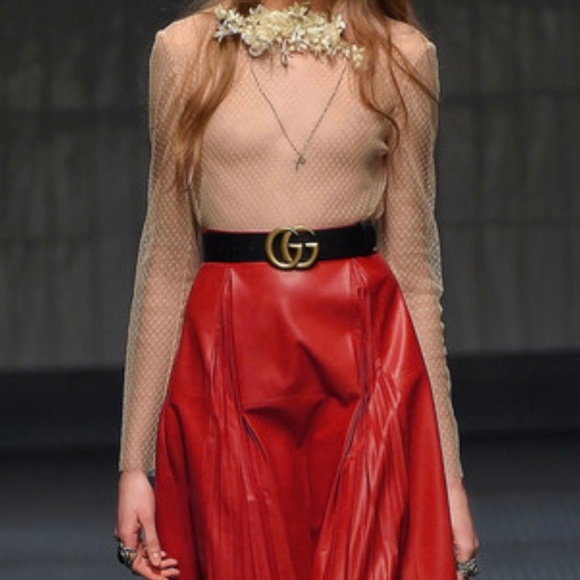 gucci belt with textured double g buckle